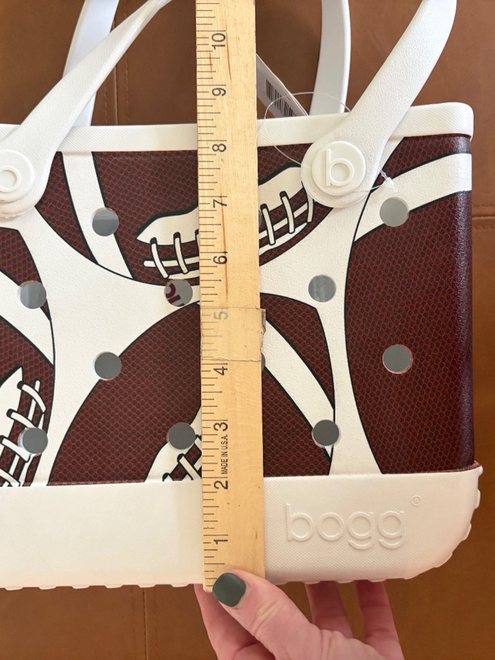 Bogg bag Bitty Bogg Football themed plastic sports tote Fair catch print NWT - Picture 7 of 9
